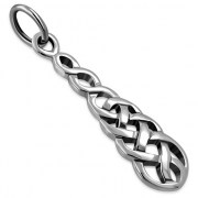 Long Celtic Knot Plain Silver Pendant, pn532